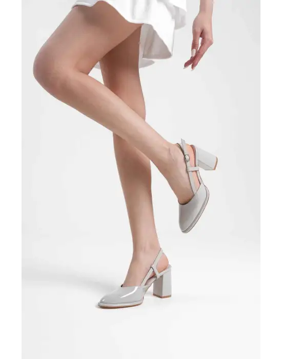 Denma Gri Rugan Kadın Topuklu Ayakkabı