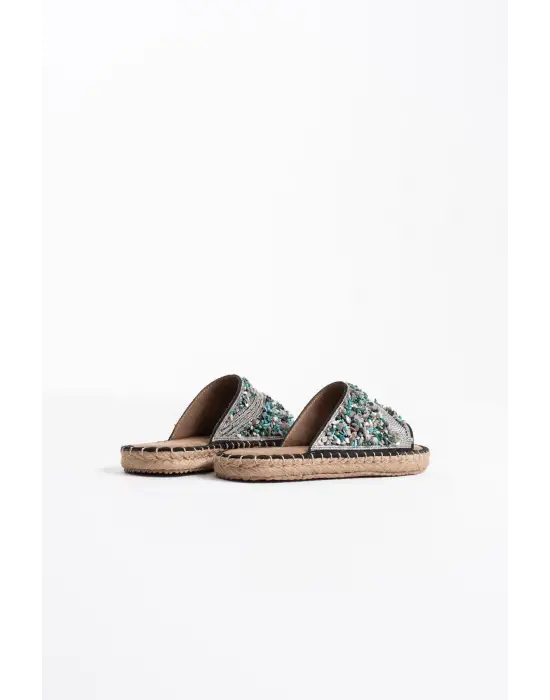 Dennis Kadın Siyah Taş İşlemeli Terlik