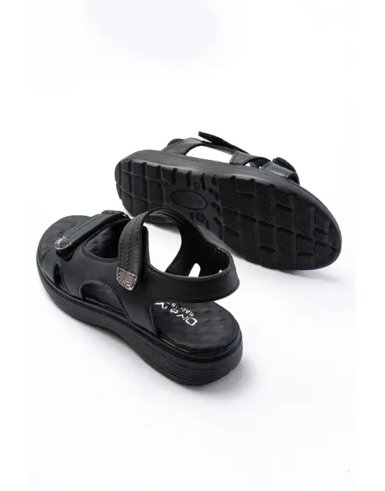 DM-363  Siyah Baret Cırtlı Dikişli Günlük Kadın Sandalet