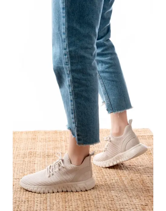 Dm-501 Bej Bağcıklı Failon Taban Günlük Spor Ayakkabı