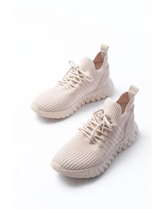 Dm-501 Bej Bağcıklı Failon Taban Günlük Spor Ayakkabı