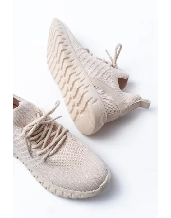 Dm-501 Bej Bağcıklı Failon Taban Günlük Spor Ayakkabı