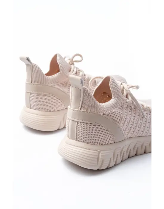 Dm-501 Bej Bağcıklı Failon Taban Günlük Spor Ayakkabı