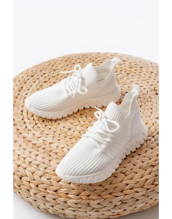 Dm-501 Beyaz Bağcıklı Failon Taban Günlük Spor Ayakkabı