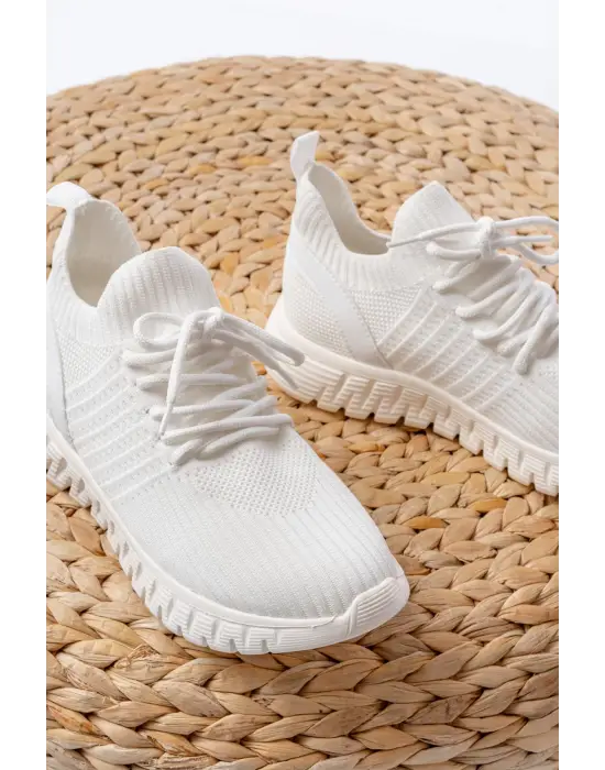 Dm-501 Beyaz Bağcıklı Failon Taban Günlük Spor Ayakkabı