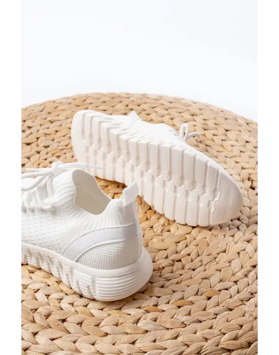 Dm-501 Beyaz Bağcıklı Failon Taban Günlük Spor Ayakkabı