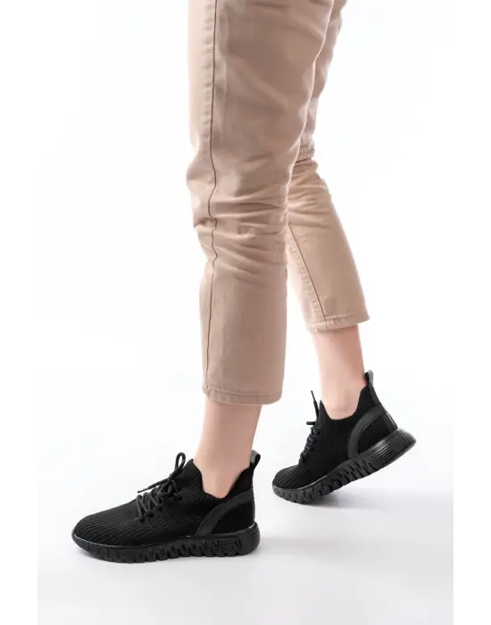 Dm-501 Siyah Bağcıklı Faylon Taban Günlük Spor Ayakkabı