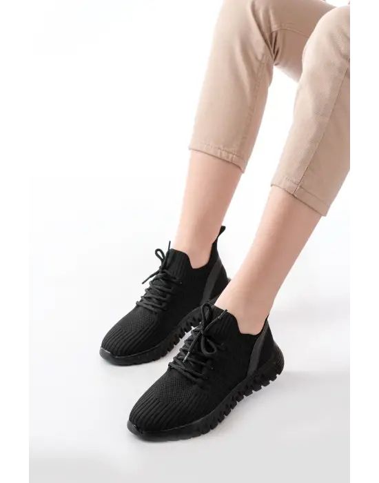 Dm-501 Siyah Bağcıklı Faylon Taban Günlük Spor Ayakkabı