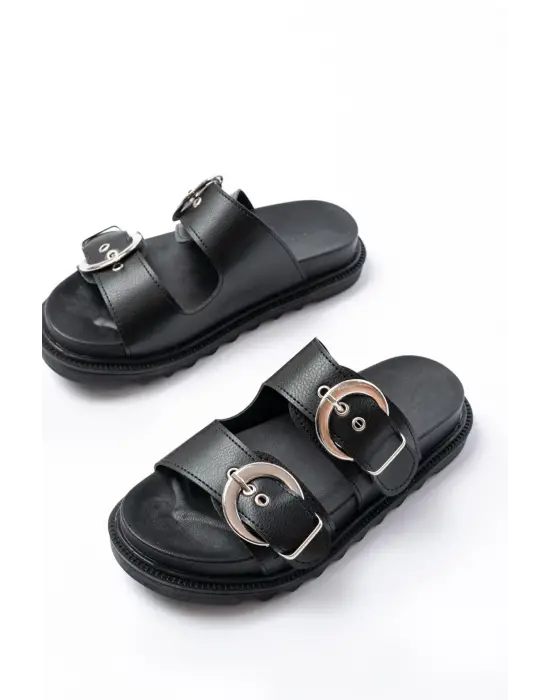 DM-6010 Siyah Toka Aksesuarlı Günlük Kadın Terlik