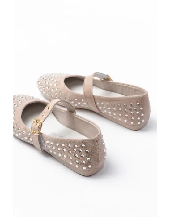 DM-6020 Bej Troklu Baret Tokalı Günlük Kadın Babet