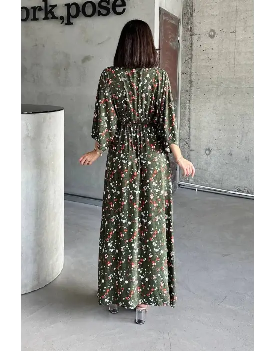 Dokuma Baskılı Yarasa Kol Elbise S8124