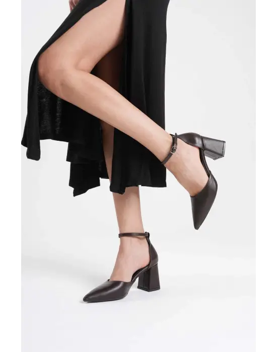 Doren Acı Kahve Cilt Kadın Topuklu Ayakkabı