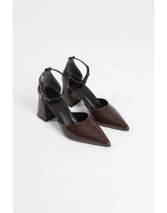 Doren Acı Kahve Rugan Kadın Topuklu Ayakkabı