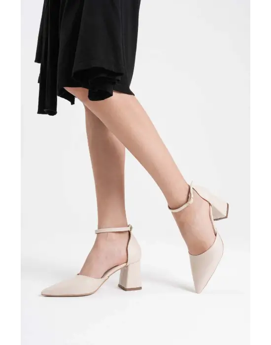 Doren Bej Cilt Kadın Topuklu Ayakkabı