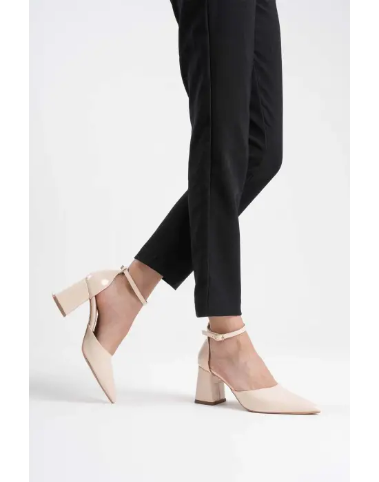 Doren Bej Rugan Kadın Topuklu Ayakkabı