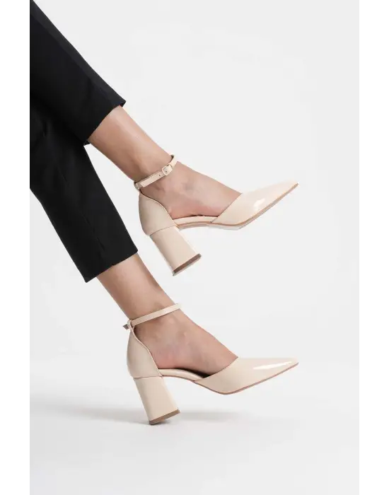 Doren Bej Rugan Kadın Topuklu Ayakkabı