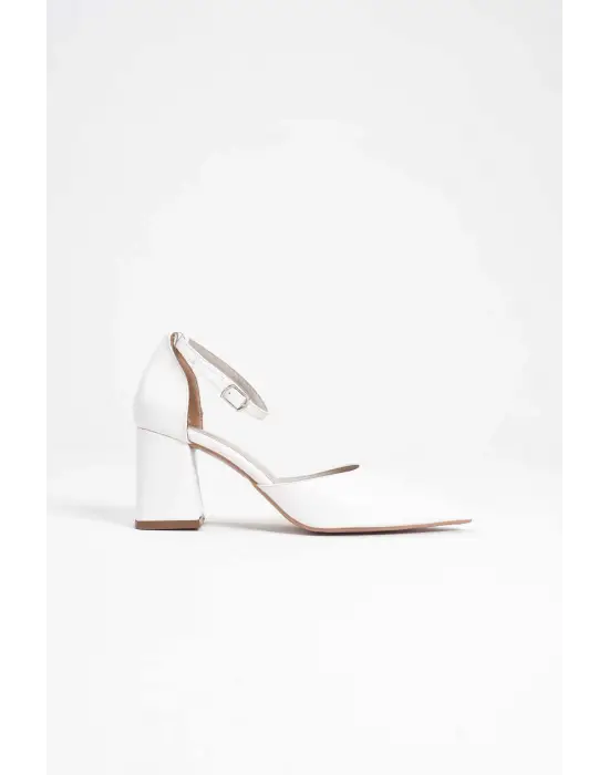 Doren Beyaz Cilt Kadın Topuklu Ayakkabı