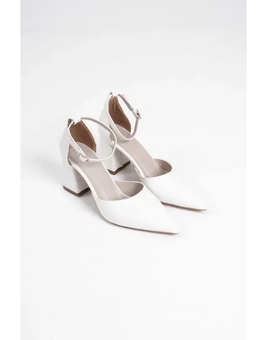 Doren Beyaz Cilt Kadın Topuklu Ayakkabı