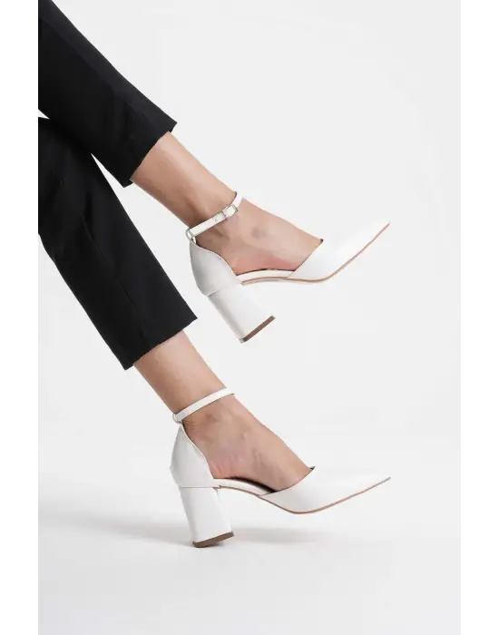 Doren Beyaz Cilt Kadın Topuklu Ayakkabı