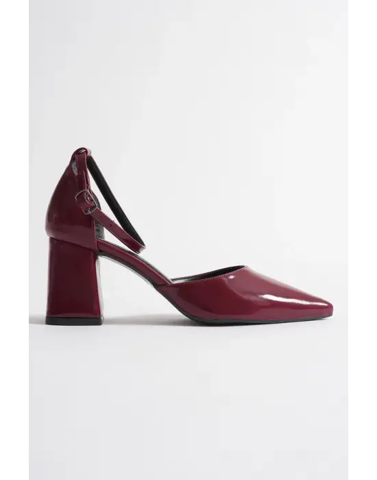 Doren Bordo Rugan Kadın Topuklu Ayakkabı