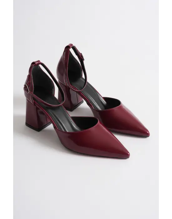 Doren Bordo Rugan Kadın Topuklu Ayakkabı