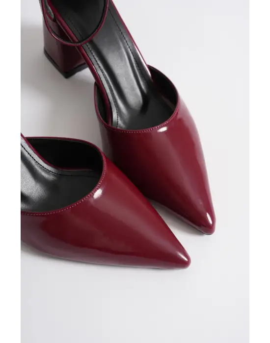 Doren Bordo Rugan Kadın Topuklu Ayakkabı