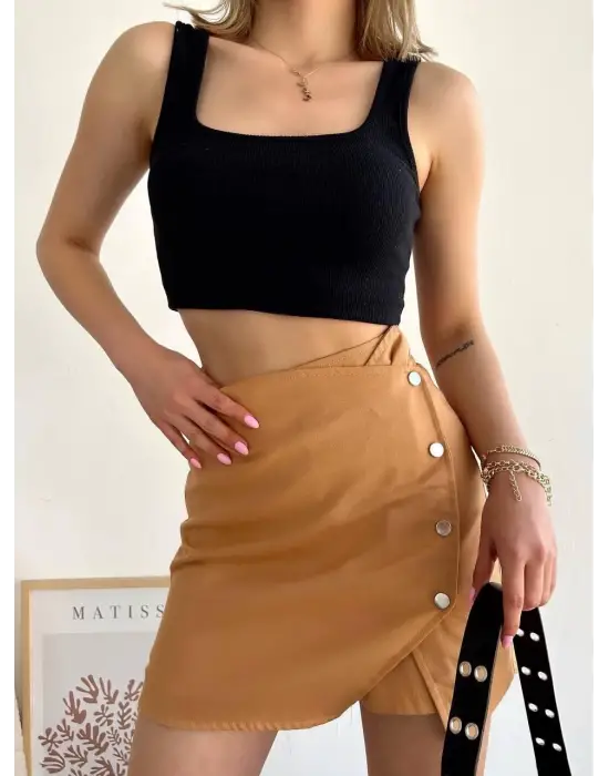 Dört Çıtçıtlı Gabardin Şort Etek