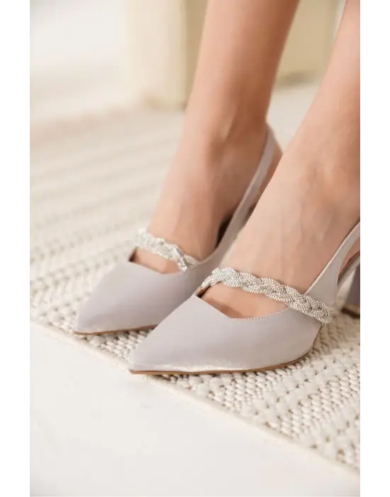 Drey Gümüş Kadın Topuklu Ayakkabı