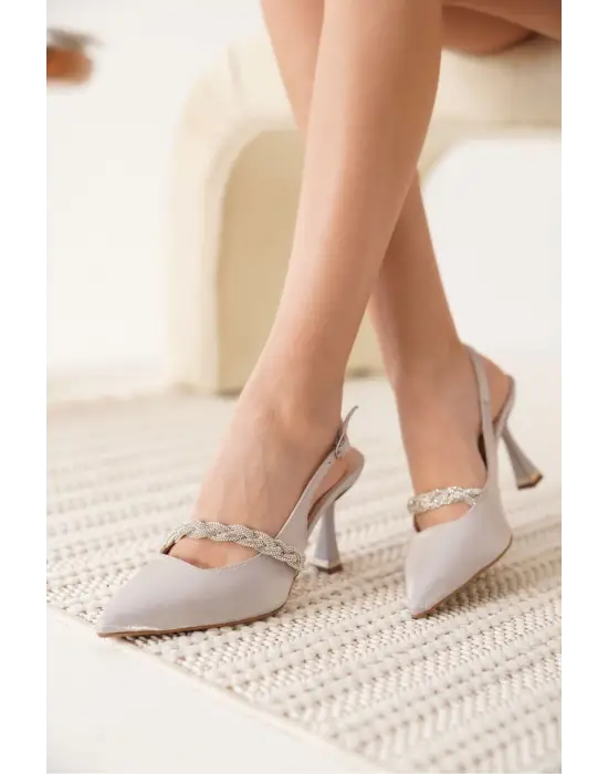 Drey Gümüş Kadın Topuklu Ayakkabı