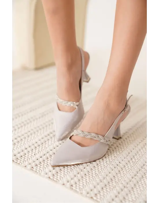 Drey Gümüş Kadın Topuklu Ayakkabı