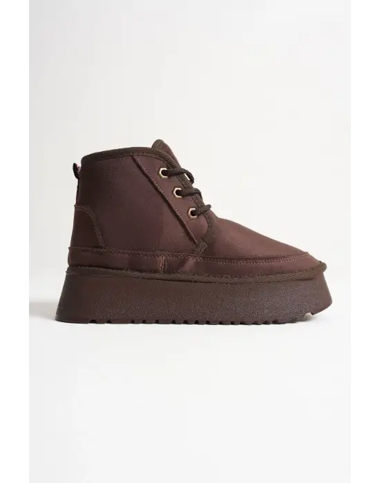 Elena Kadın Acı Kahve Kışlık İçi Kürklü Kalın Taban Bot