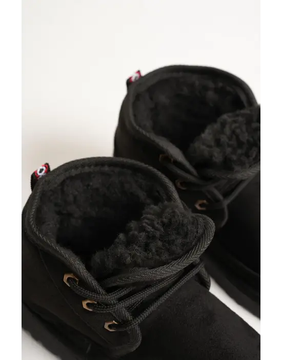 Elena Kadın Siyah Kışlık İçi Kürklü Kalın Taban Bot
