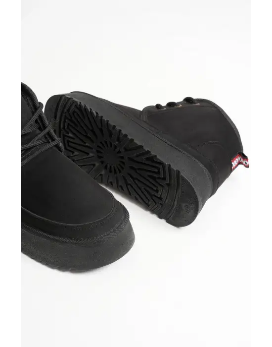 Elena Kadın Siyah Kışlık İçi Kürklü Kalın Taban Bot