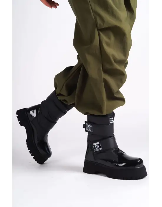 Elısa Cırt Cırtlı  Paraşüt Kumaş Rugan Kadın Bot St - Siyah