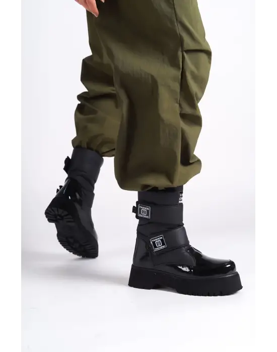 Elısa Cırt Cırtlı  Paraşüt Kumaş Rugan Kadın Bot St - Siyah