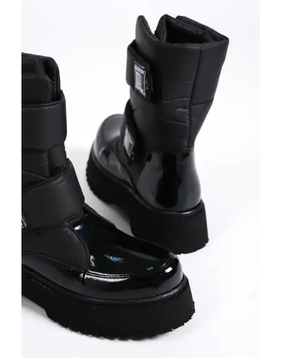 Elısa Cırt Cırtlı  Paraşüt Kumaş Rugan Kadın Bot St - Siyah