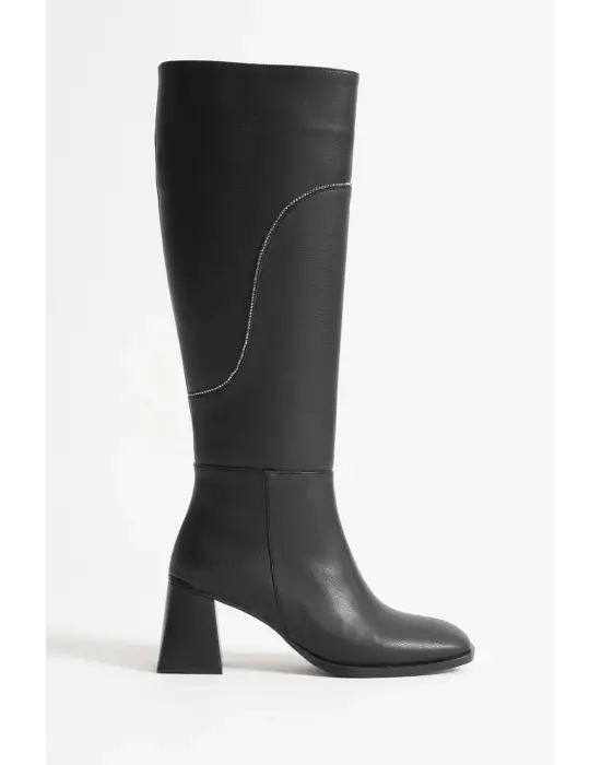 Elora Kadın Siyah Topuklu Kışlık Çizme