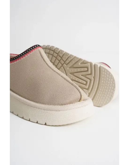 Elsa Kadın Bej Kışlık Kürklü Terlik