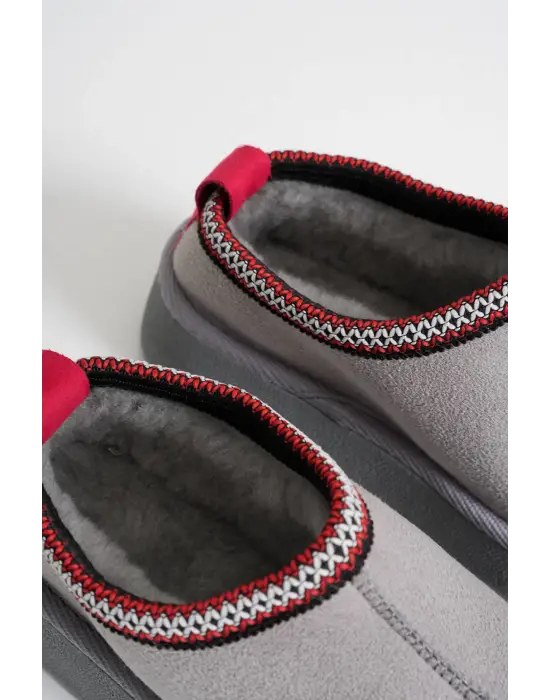 Elsa Kadın Gri Kışlık Kürklü Terlik