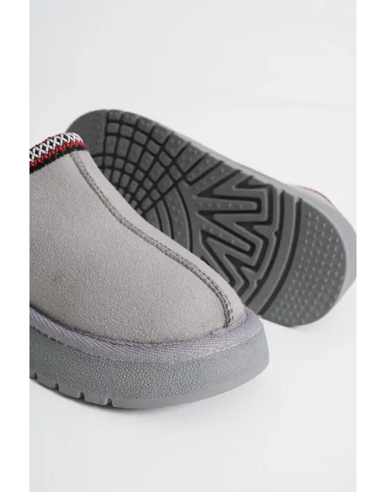 Elsa Kadın Gri Kışlık Kürklü Terlik