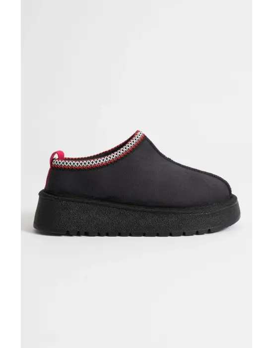 Elsa Kadın Siyah Kışlık Kürklü Terlik