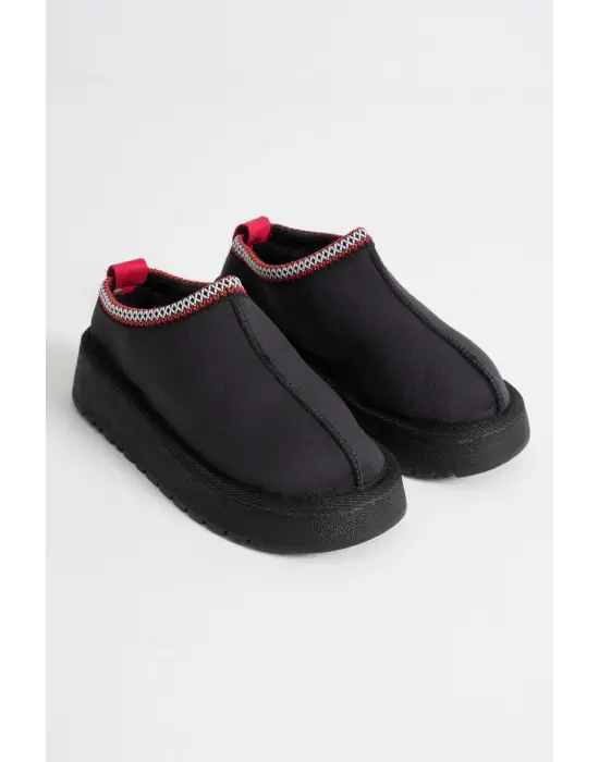 Elsa Kadın Siyah Kışlık Kürklü Terlik