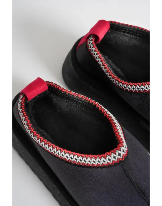 Elsa Kadın Siyah Kışlık Kürklü Terlik