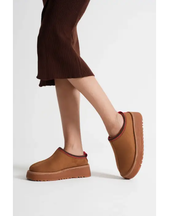 Elsa Kadın Taba Kışlık Kürklü Terlik