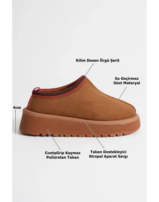 Elsa Kadın Taba Kışlık Kürklü Terlik