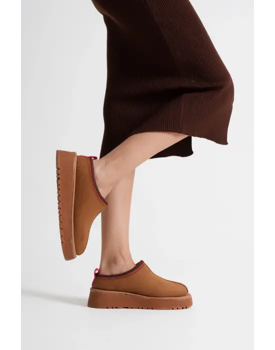 Elsa Kadın Taba Kışlık Kürklü Terlik