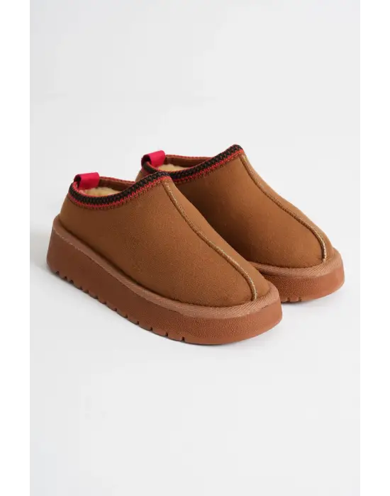 Elsa Kadın Taba Kışlık Kürklü Terlik