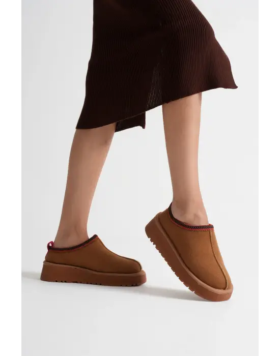 Elsa Kadın Taba Kışlık Kürklü Terlik