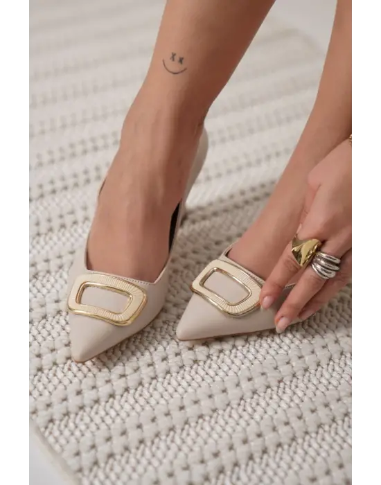 Emery Kadın Bej Topuklu Ayakkabı