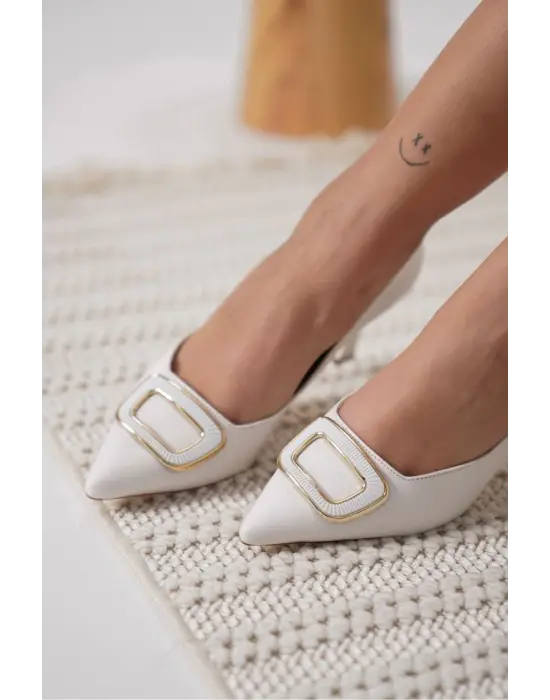 Emery Kadın Beyaz Topuklu Ayakkabı